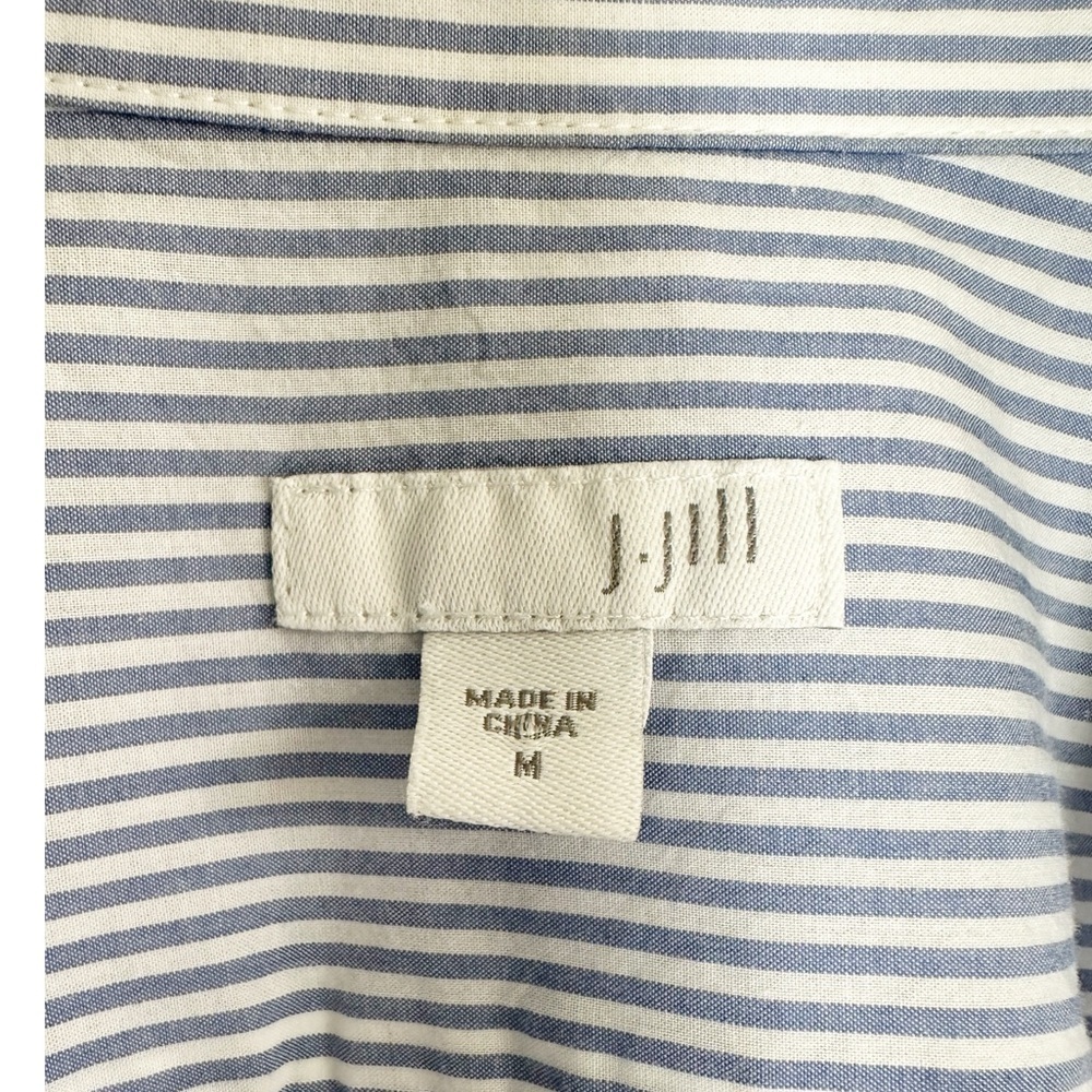 J. Jill Embroidered Button Down Shirt Blue White Stripe Size Medium Costal Work - Picture 6 of 8
